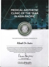GlobalHealth certificate: Medical Aesthetic Clinic of the Year in Asia-Pacific 2023, Klinik Dr Inder
